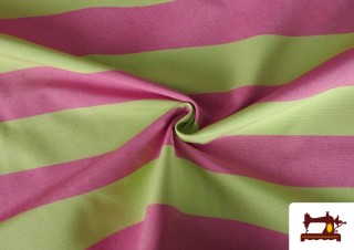 Venta online de Tela de Loneta Rayas De Colores Veraniegos color Verde