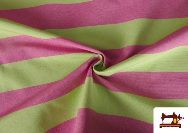 Venta online de Tela de Loneta Rayas De Colores Veraniegos color Verde