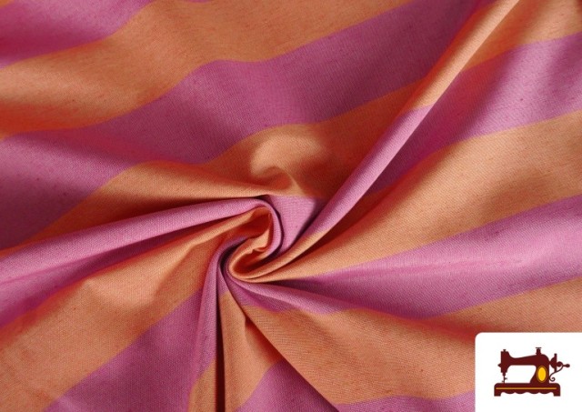 Comprar Tela de Loneta Rayas De Colores Veraniegos color Naranja