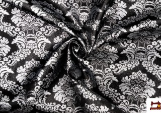 Comprar online Tela con Cachemires Dorados y Plateados ancho 280 cms color Negro Comprar online Tela con Cachemires Dorados y Plateados ancho 280 cms color Negro
